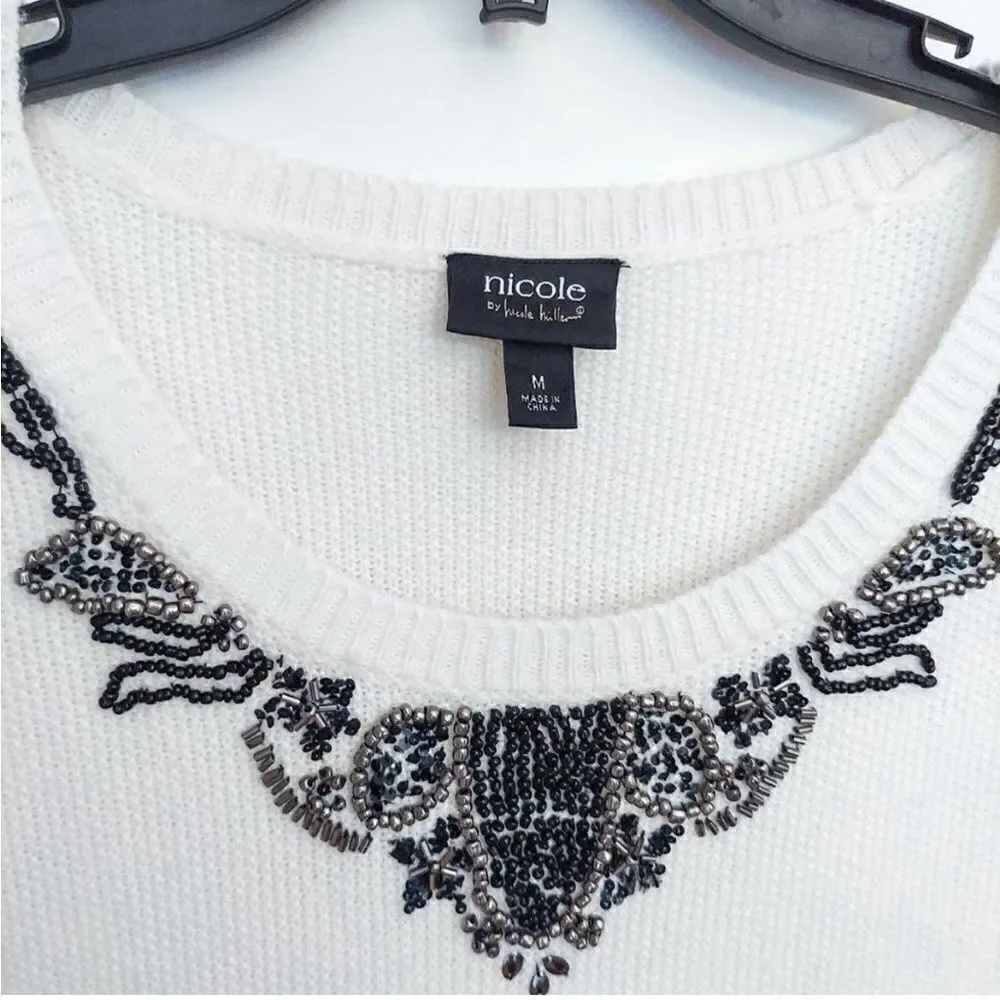 NICOLE Nicole Miller Embellished Beaded Sweater